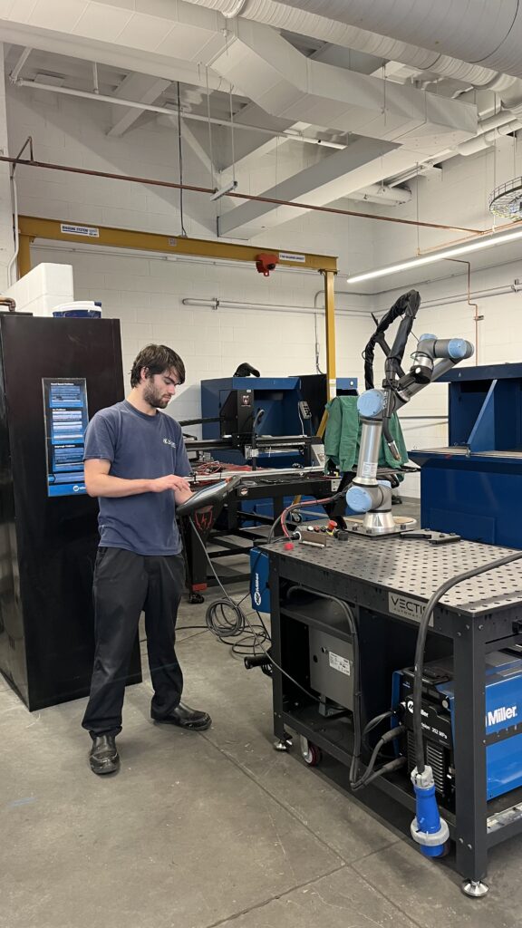 Here's Evan getting the robot arm working for the first time.
